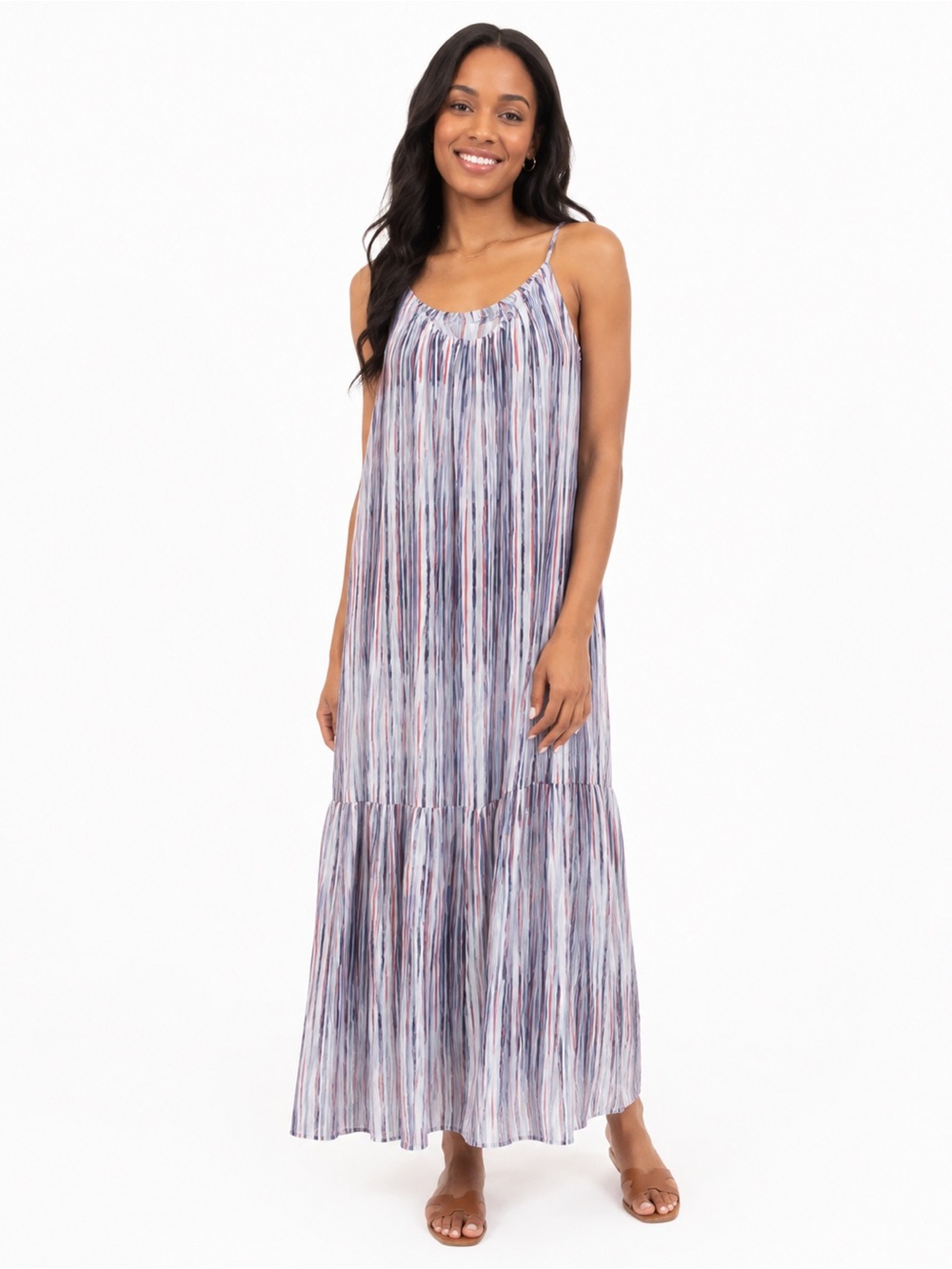 Apt. 9 Lavender and Blue Watercolor Stripe Maxi Dress